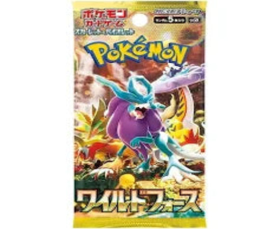 Packaging for Pokemon Wild Force SV5K Booster Pack featuring illustrated Pokemon characters.